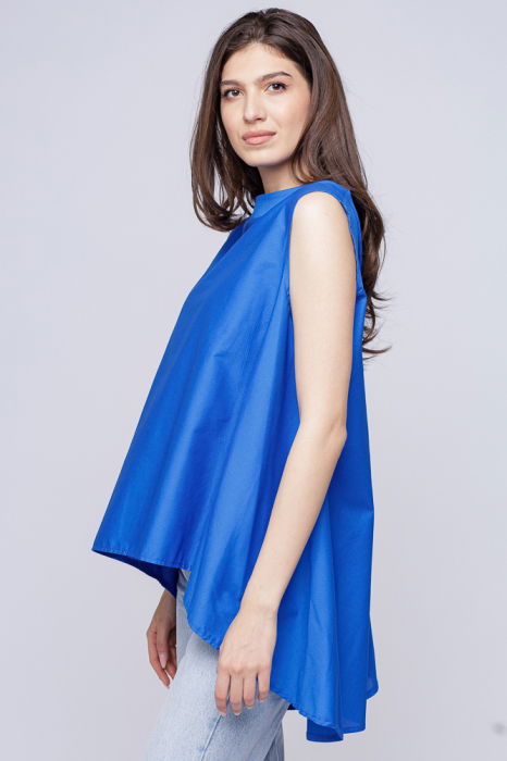 Bluza ampla albastru electric, din poplin de bumbac [3]