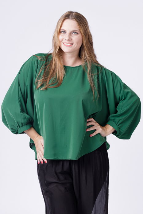 Bluza verde larga cu maneci fluture [3]