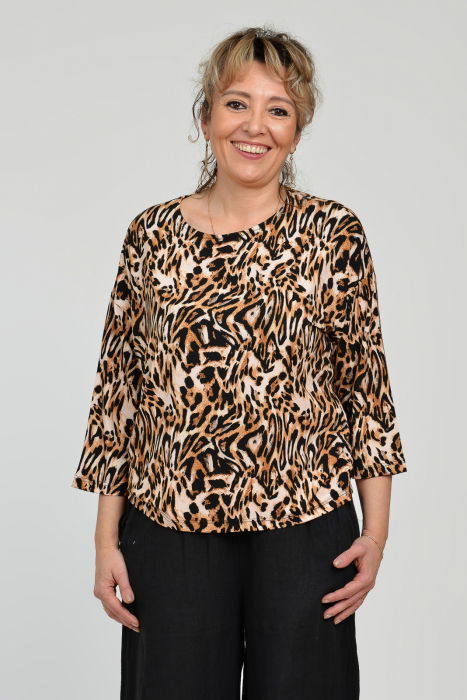 Bluza casual, imprimeu animal print si maneca 3/4 [6]