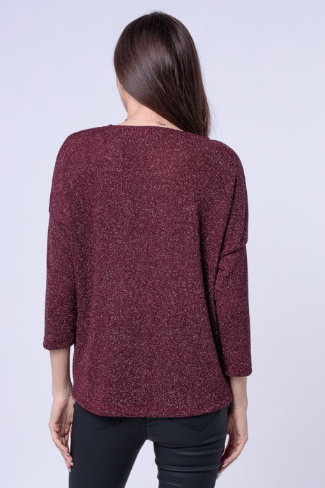 Bluza tricotata bordo cu fir lurex si maneca 3/4 [3]