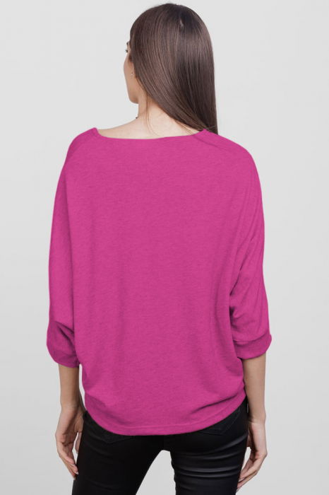 Bluza cu maneca fluture, din jerseu de vascoza, magenta [3]