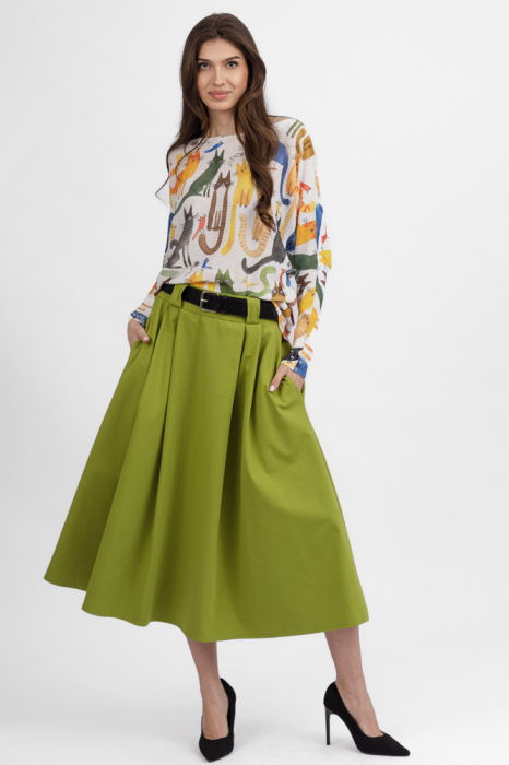 Bluza cu maneca lunga fluture si imprimeu cu pisici multicolore [2]