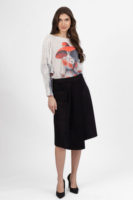 Bluza cu maneca lunga fluture si imprimeu fata cu palarie rosie si maci [2]