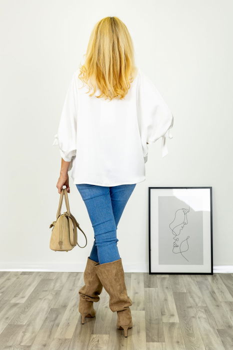 Bluza supradimensionata din satin cu maneci kimono, ivoire [2]