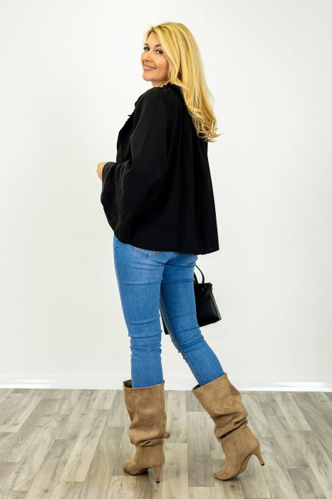 Bluza dama eleganta cu volane, negru [4]