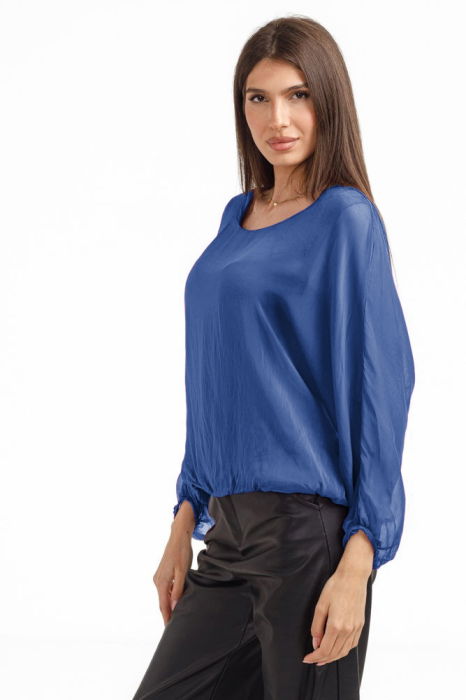 Bluza dama eleganta si lejera din matase si vascoza, albastra [2]