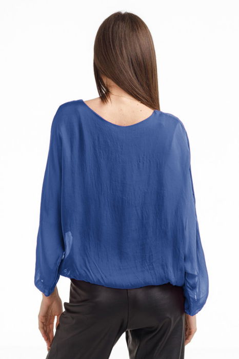 Bluza dama eleganta si lejera din matase si vascoza, albastra [3]