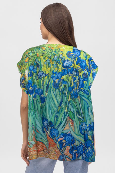 Bluza de vara tip poncho din matase cu reproducere dupa "Irisi" de Van Gogh [2]