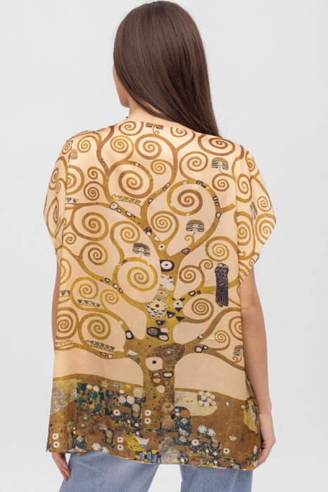 Bluza de vara tip poncho din matase cu reproducere dupa "Pomul Vietii " de Gustav Klimt [2]