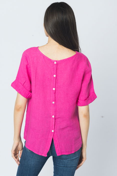 Bluza din in fucsia cu nasturi pe spate [3]