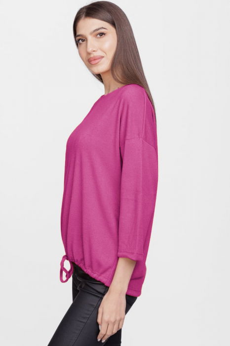 Bluza din jerseu de vascoza cu snur la baza, magenta [2]