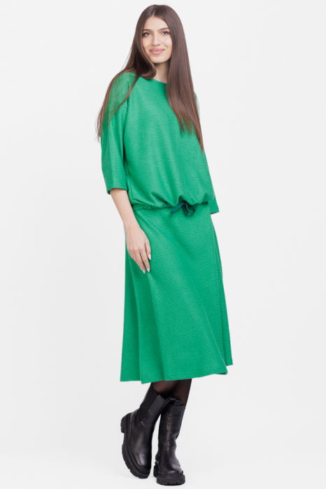 Bluza din jerseu embosat de vascoza cu snur la baza, verde [5]