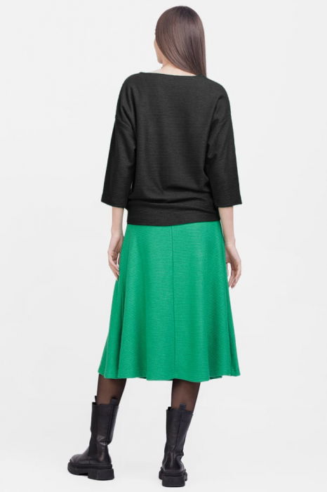 Bluza din jerseu embosat de vascoza cu snur la baza, neagra [3]