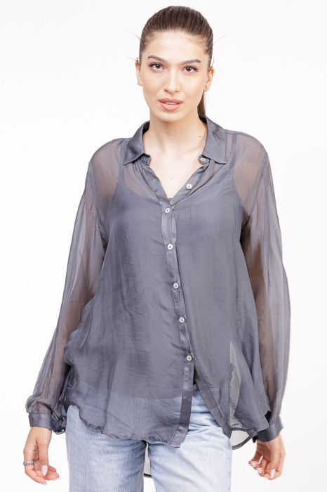 Camasa din matase si vascoza gri, cu dublura [2]