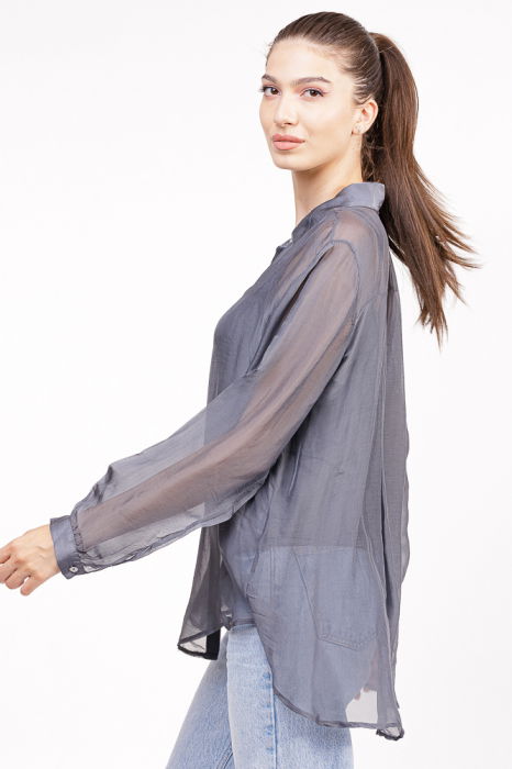 Camasa din matase si vascoza gri, cu dublura [3]