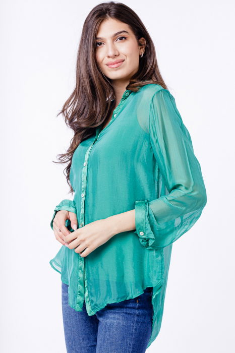 Camasa din matase si vascoza verde, cu dublura [2]