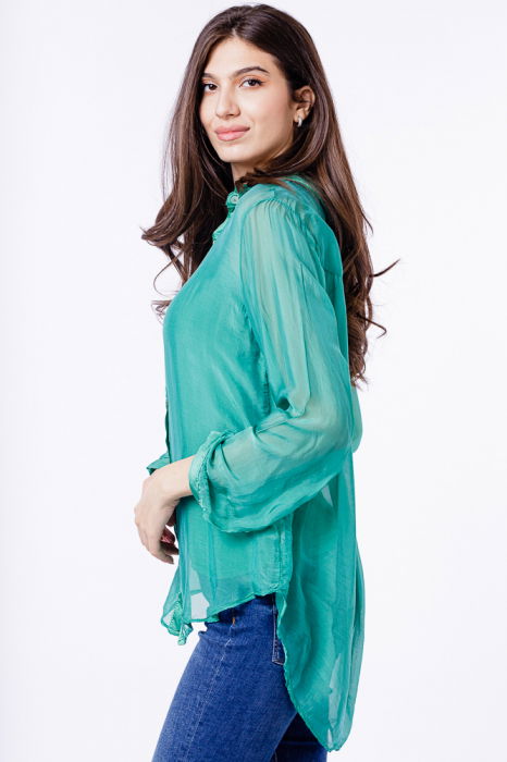 Camasa din matase si vascoza verde, cu dublura [3]
