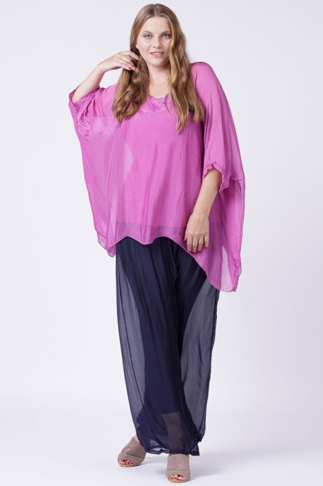 Bluza din matase si vascoza in colturi, mov zmeura [4]