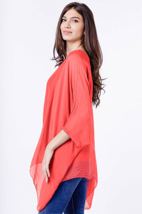 Bluza din matase si vascoza in colturi, corai [2]