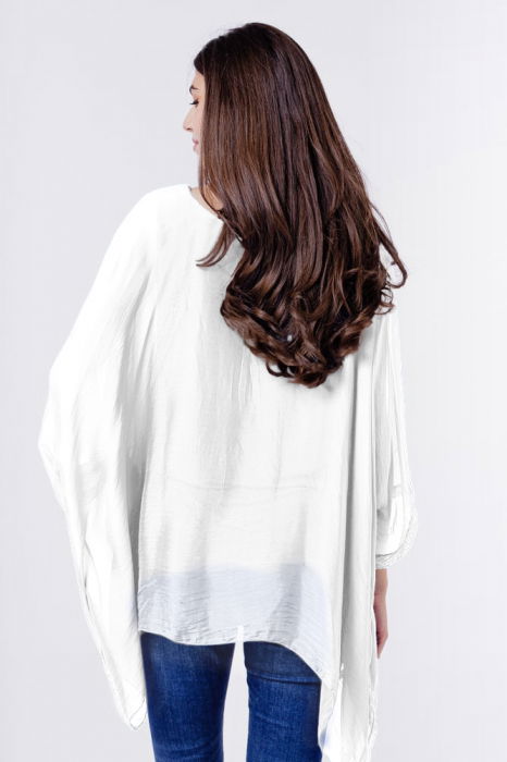 Bluza din matase si vascoza in colturi, alba [3]