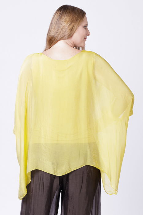 Bluza din matase si vascoza in colturi, galbena [2]