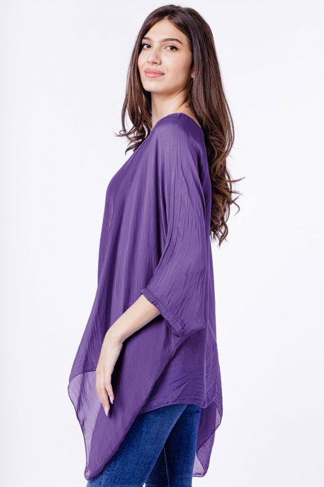 Bluza din matase si vascoza in colturi, mov [2]