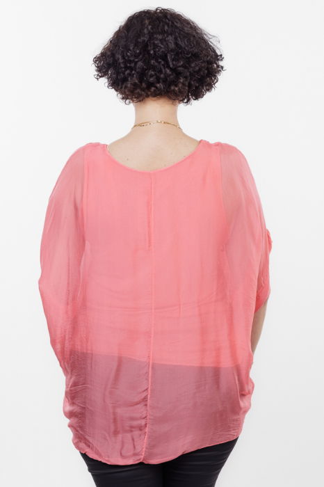 Bluza corai din matase si vascoza [3]