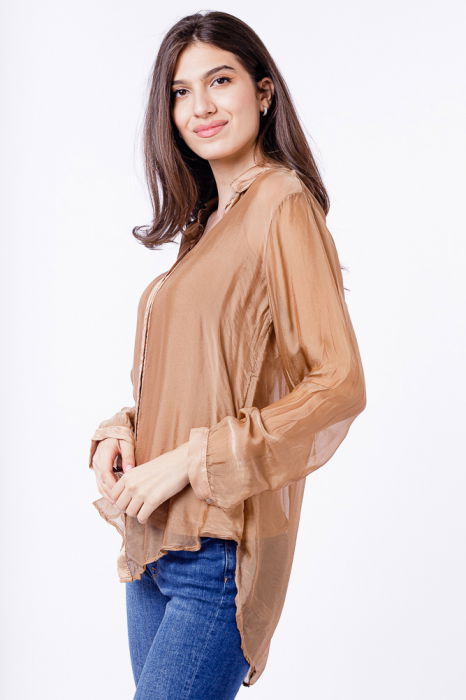 Camasa din matase si vascoza camel, cu dublura [2]
