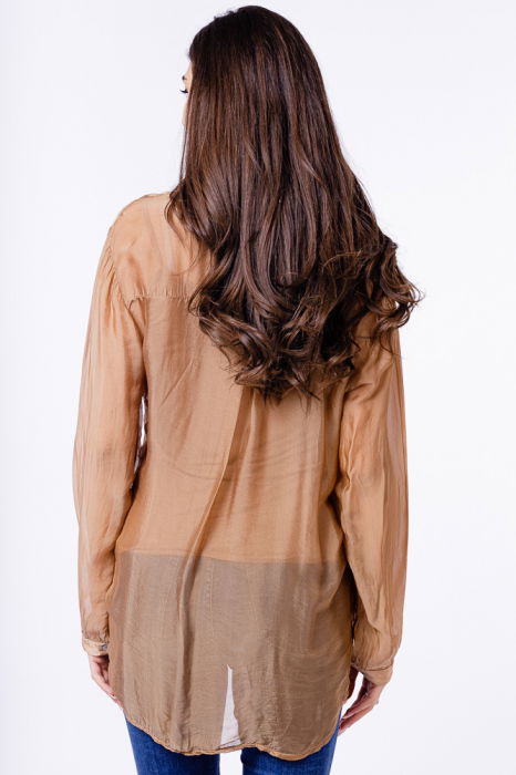 Camasa din matase si vascoza camel, cu dublura [4]