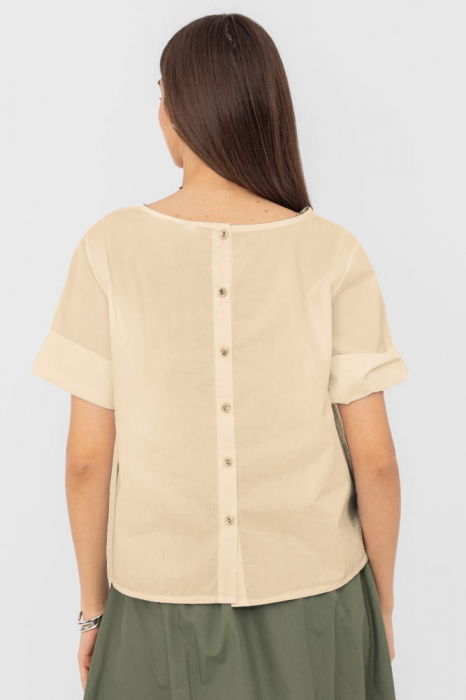 Bluza din poplin de bumbac cu nasturi pe spate [2]