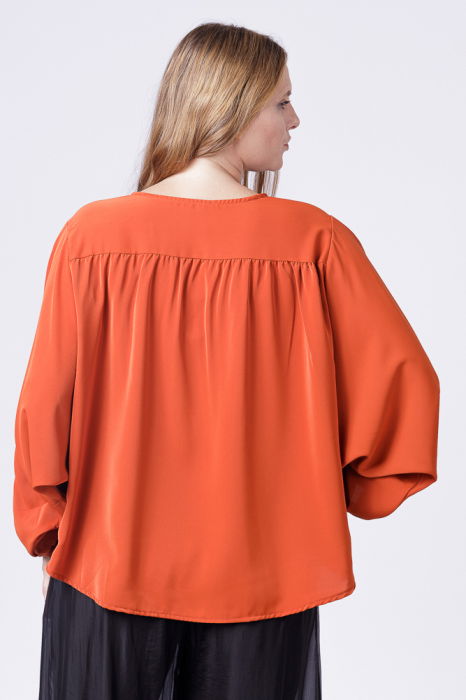 Bluza caramizie larga cu maneci fluture [4]