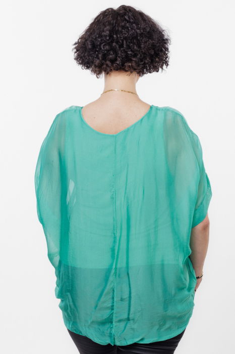 Bluza verde din matase si vascoza [3]