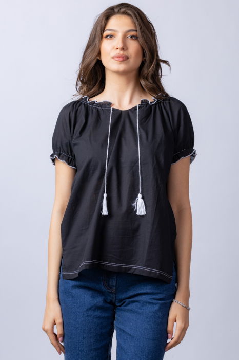 Bluza gen ie neagra din tesatura fina de bumbac [4]