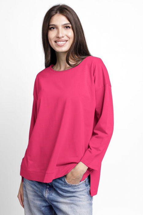 Bluza larga, dreapta, cu despicaturi laterale, din tricot de bumbac, belumarin inchis [4]