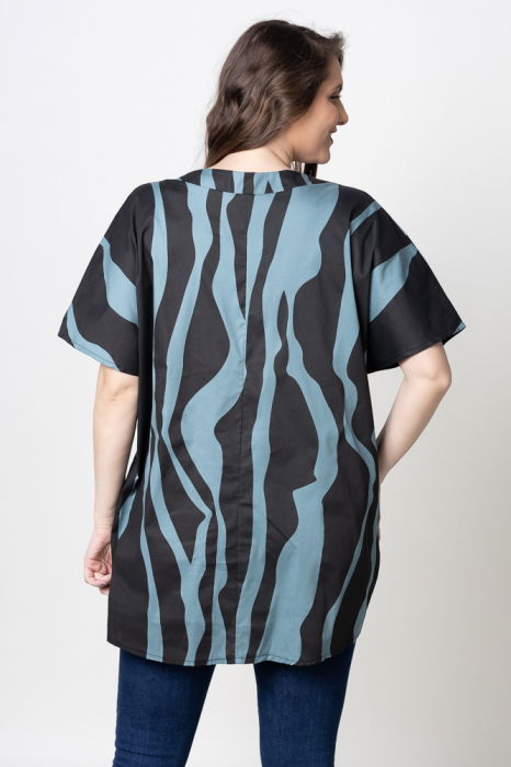 Bluza lunga pentru colanti, din bumbac, turcoaz-negru [3]