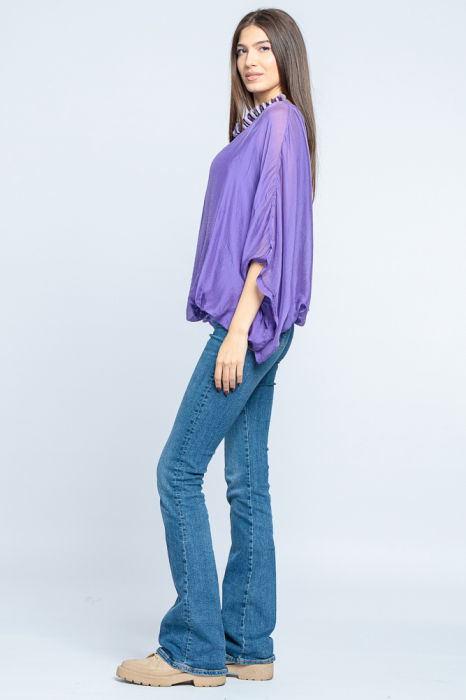 Bluza mov din matase si vascoza cu maneca fluture [2]
