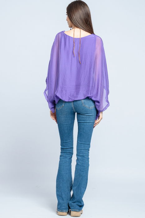 Bluza mov din matase si vascoza cu maneca fluture [3]