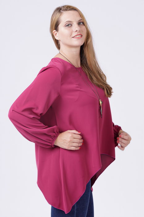 Bluza in colturi, mov zmeura, cu colier cadou [6]