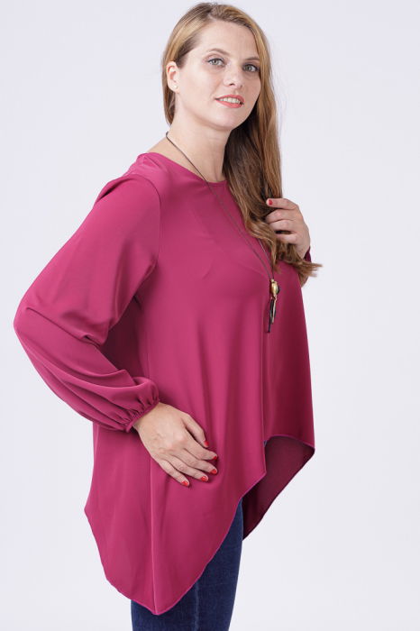 Bluza in colturi, mov zmeura, cu colier cadou [5]