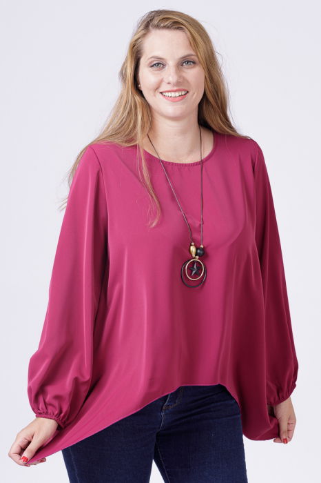 Bluza in colturi, mov zmeura, cu colier cadou [2]