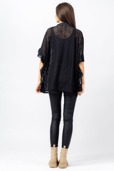Bluza neagra eleganta din dantela cu aplicatie aurie [5]