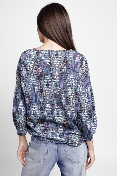 Bluza cu imprimeu multicolor si maneca bufanta [3]