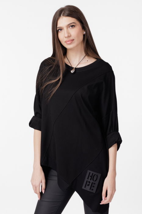 Bluza tunica cu colturi asimetrice Hope, neagra [1]