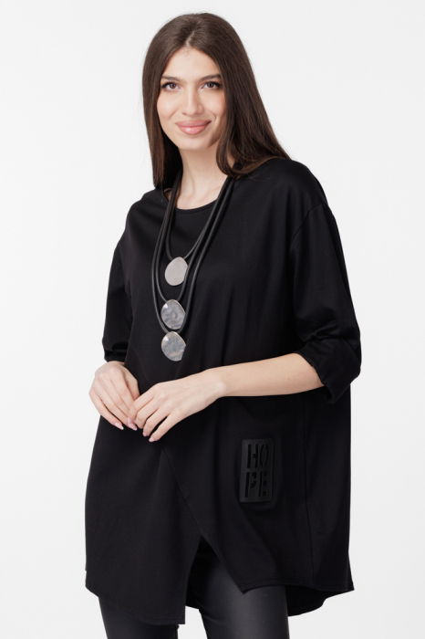 Bluza tunica cu colturi asimetrice Hope, neagra [2]