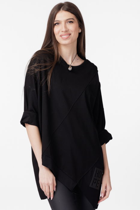 Bluza tunica cu colturi asimetrice Hope, neagra [4]