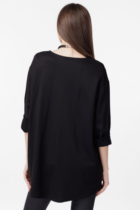Bluza tunica cu colturi asimetrice Hope, neagra [6]