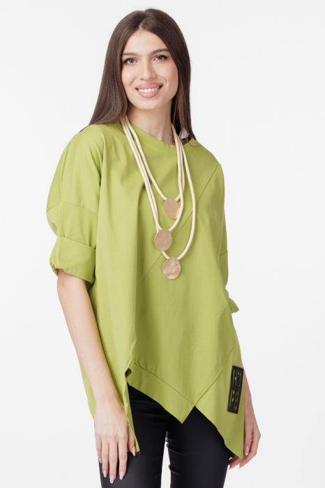 Bluza tunica cu colturi asimetrice Hope, verde [1]