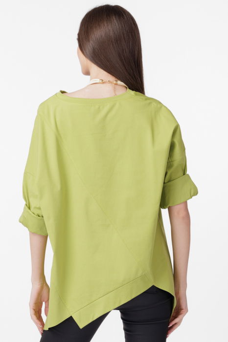 Bluza tunica cu colturi asimetrice Hope, verde [3]