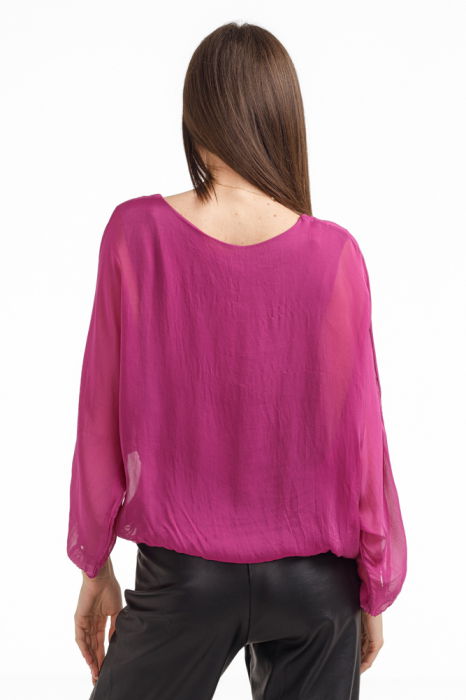 Bluza dama eleganta si lejera din matase si vascoza, magenta [3]