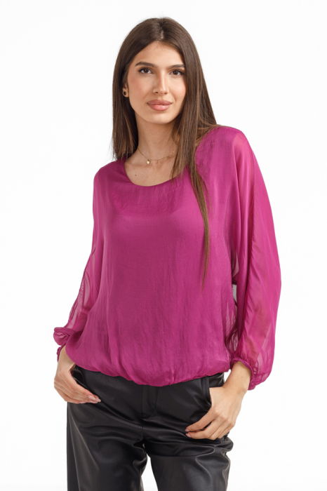 Bluza dama eleganta si lejera din matase si vascoza, magenta